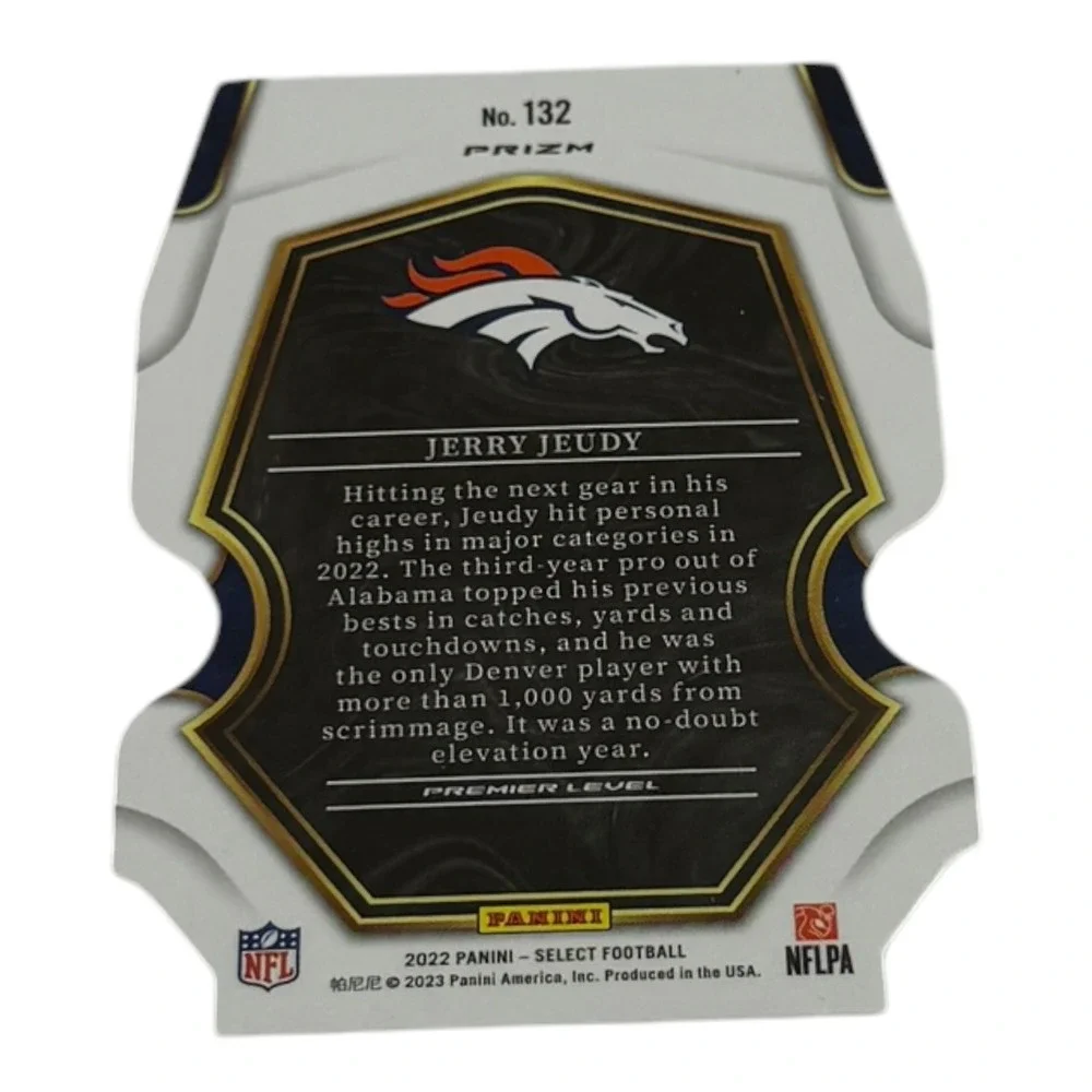 2022 Panini Select Jerry Jeudy Premier Level Prizm Die-Cut Card 132 Broncos NFL